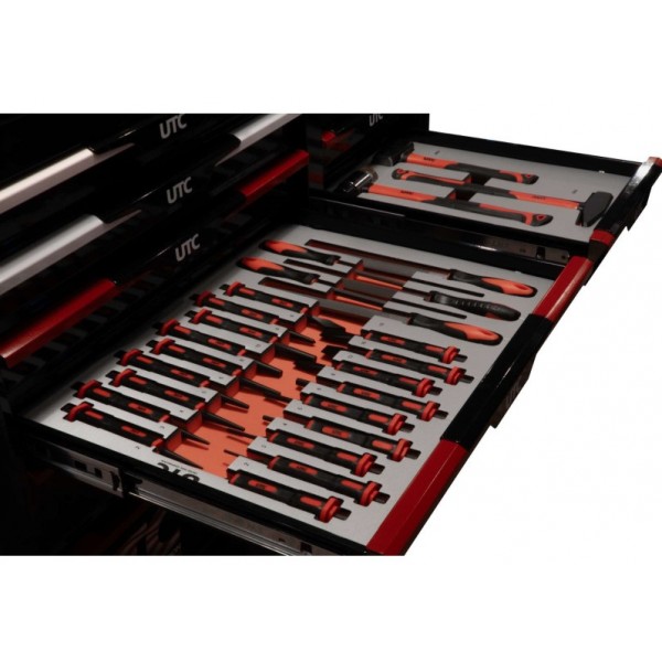 Profesionalus XXXL įrankių vežimėlis, 12 stalčių, 258 įrankiai, UTC